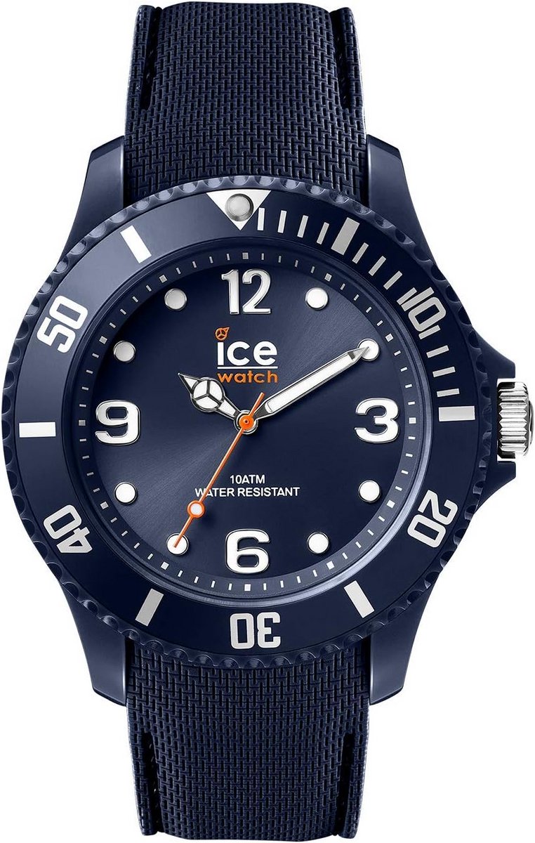 Donkerblauwe herenhorloge met siliconen band - Grote maat