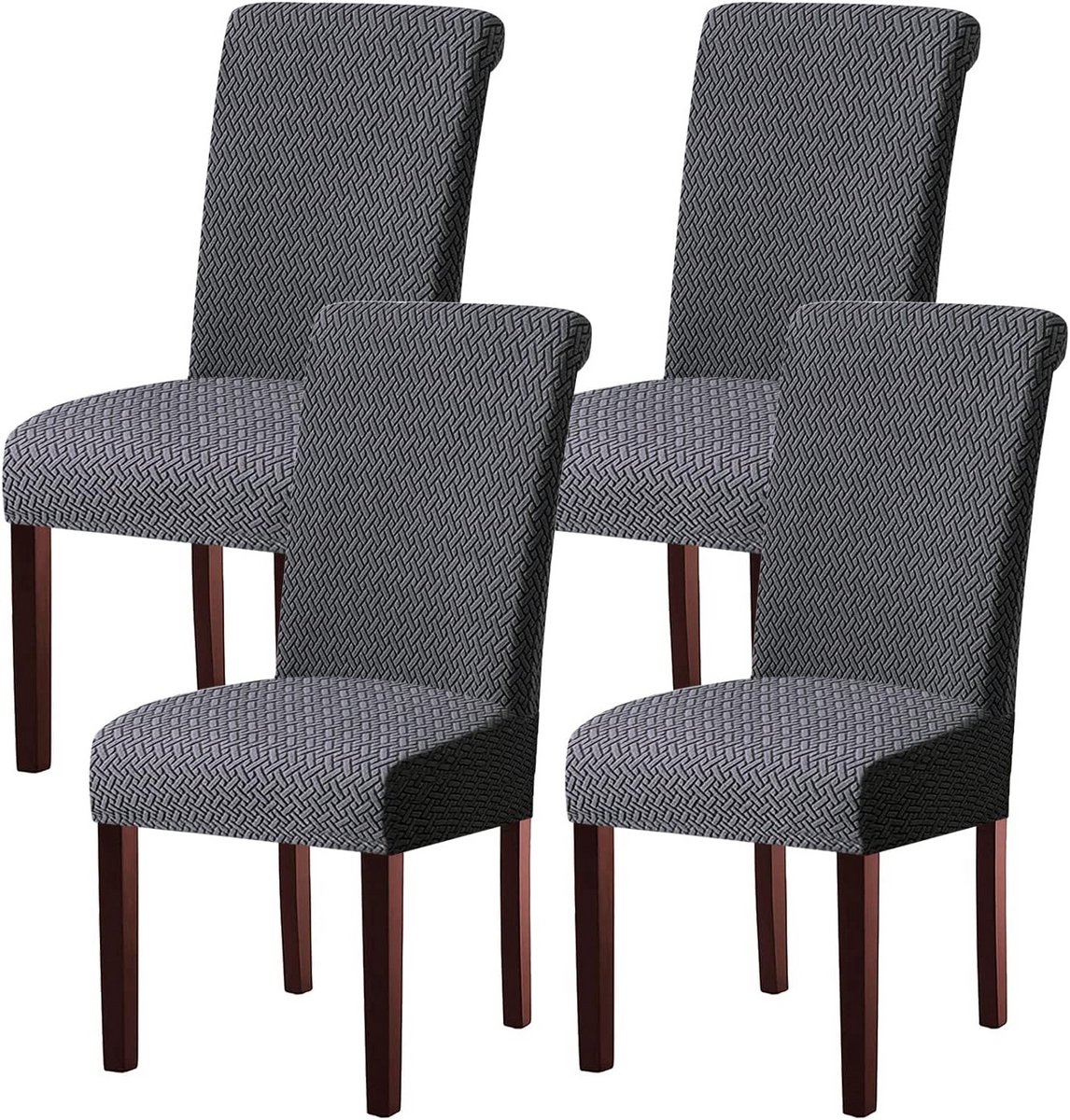 Eetkamerstoelhoezen set van 4, wasbare stretchstof, decoratieve hoes voor fauteuils en stoelen