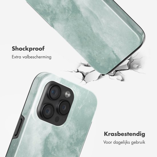 Selencia Case Convient pour iPhone 15 Pro Case - Selencia Vivid Backcover Convient pour MagSafe - Marbre Gris Jade