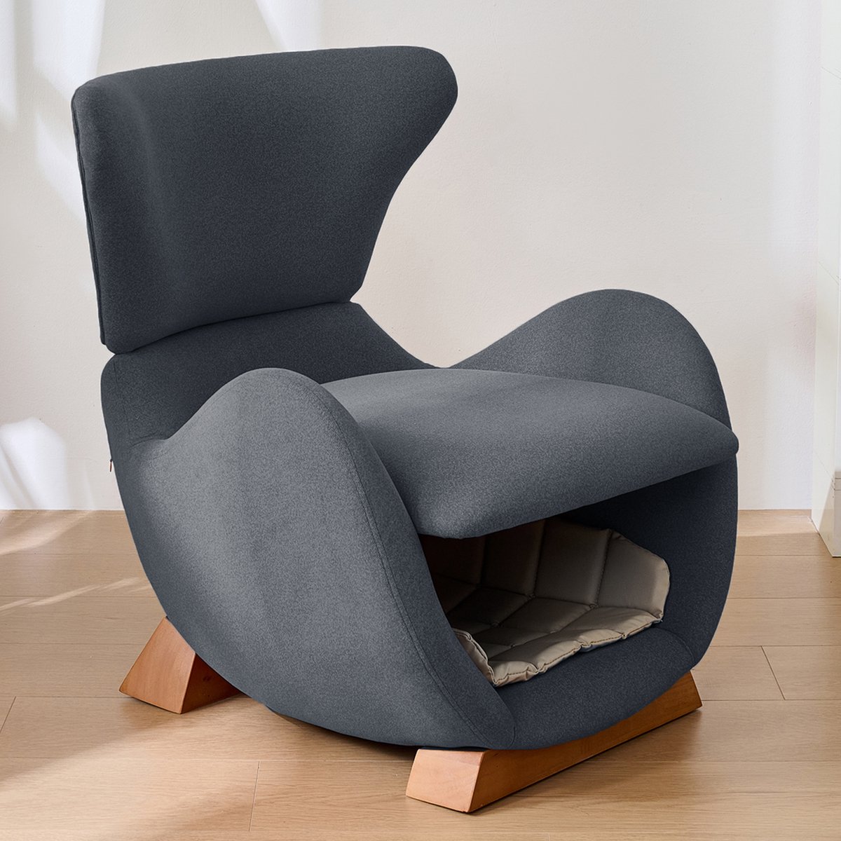 OKWISH Loungefauteuil – 1-Zits Met Huisdiernest – Krasbestendige Stof – Ergonomisch Comfort – Met Verstopplaats 33x47x23 cm – Grijs