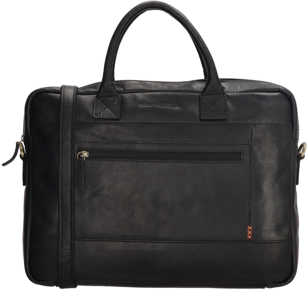 Hide & Stitches Columbia Laptoptas 15,6 inch (34.5x19.4 cm) - 100% Leer - Zwart