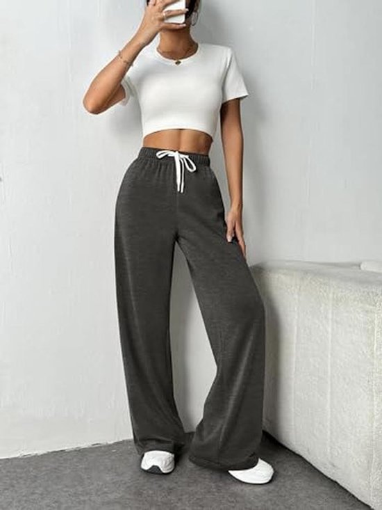 Hoge Taille Joggingbroek Dames, Comfortabele Sportbroek met Wijde Pijpen — afbeelding 5
