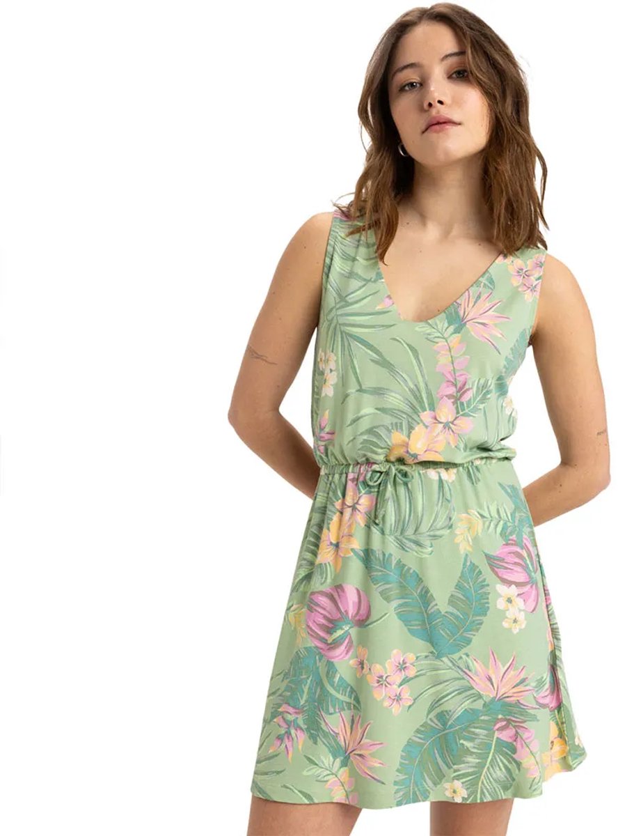 Roxy Low Tides Dress Printed Mouwloos T-shirt S Vrouw Groen