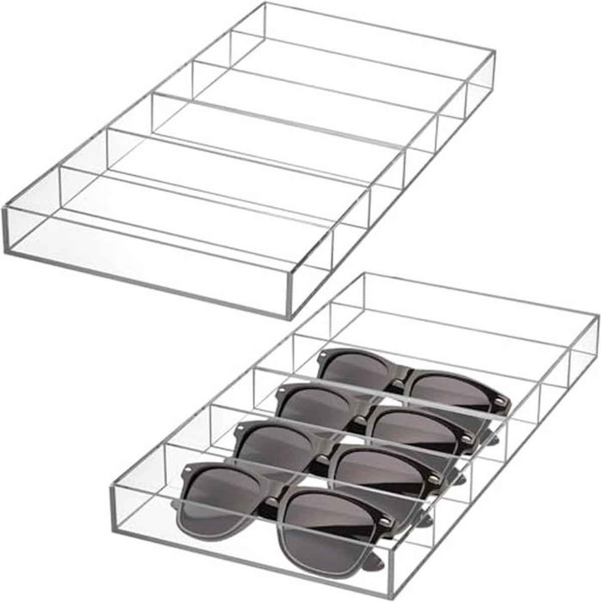 Acryl Zonnebril Organizer met 6 Compartimenten - Stapelbare Brillen Display voor Zonnebrillen