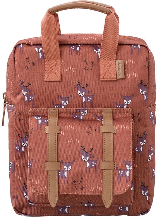 Fresk Grote Rugzak voor kinderen 5-7 jaar - 9,3 L - Schooltas Kind Unisex - Verstelbare Schouderbanden - Waterafstotende Rugtas - Bruin - Deer Amber Brown