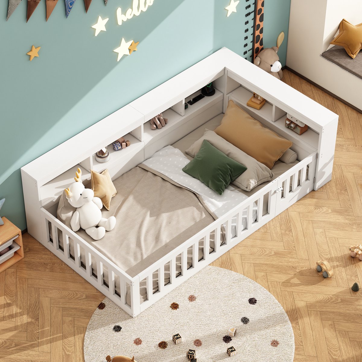 STILVORA Eenpersoonsbed 90 x 200 cm – Dagbed Met Lattenbodem – Bedzijde Met Opbergruimte E