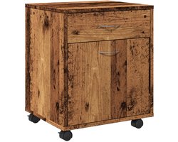 Opbergkast | Kast verrijdbaar 45x38x54 cm bewerkt hout oud houtkleurig