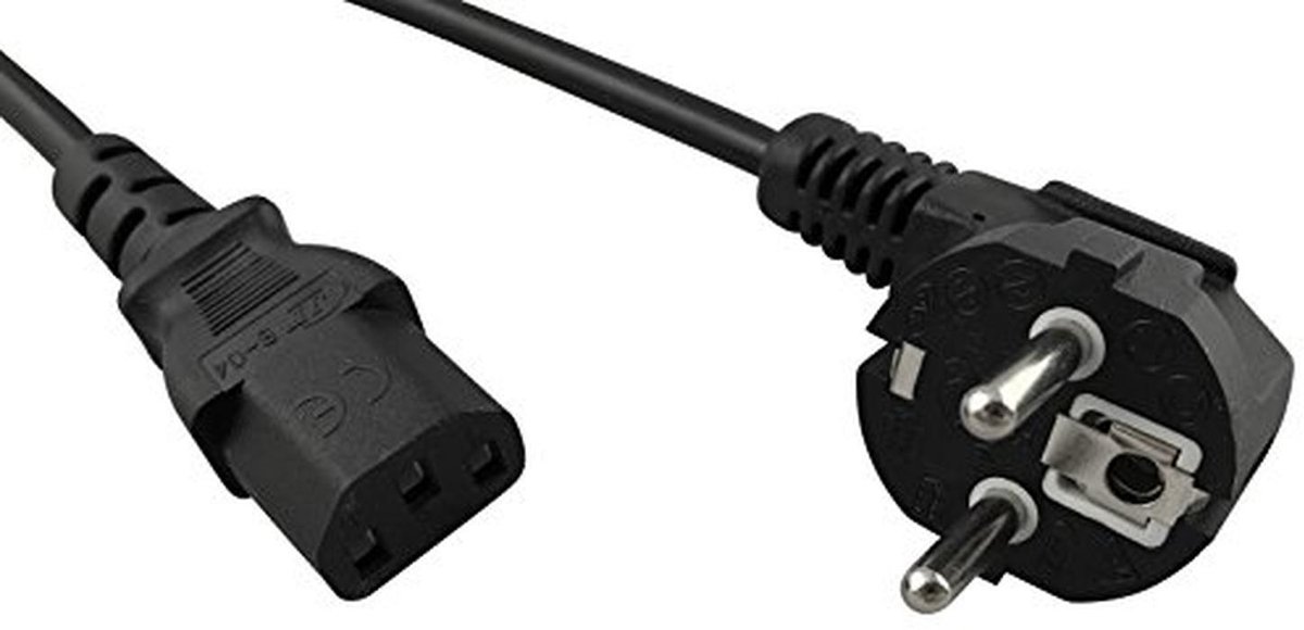 IEC-kabel 1,8m - Voedingskabel C13 voor PC en Monitoren - Zwart