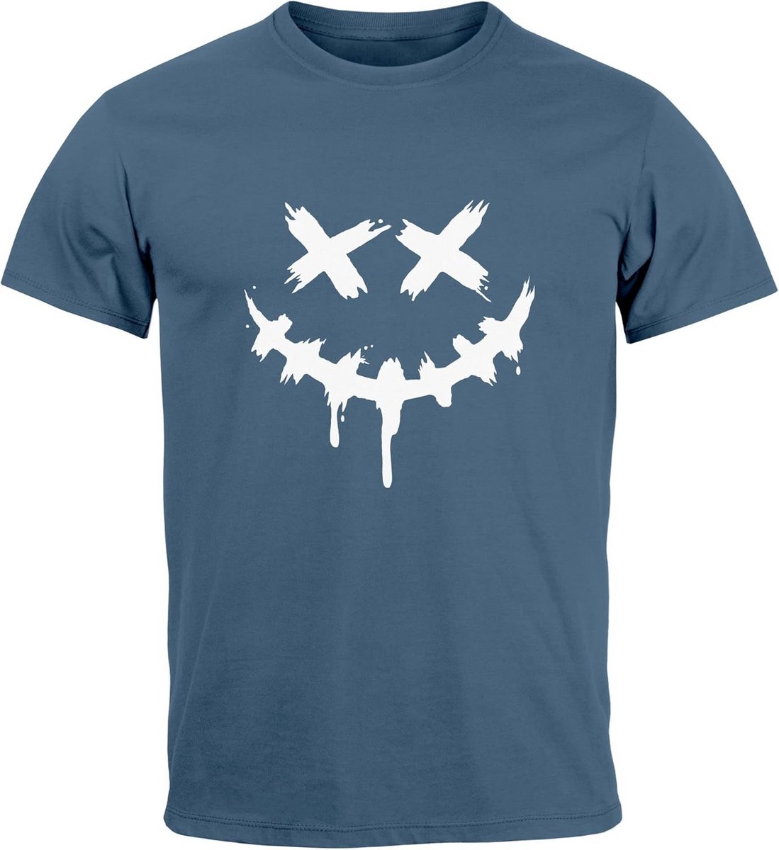 Heren T-shirt met Smiling Face Print voor Techwear Fashion en Streetstyle