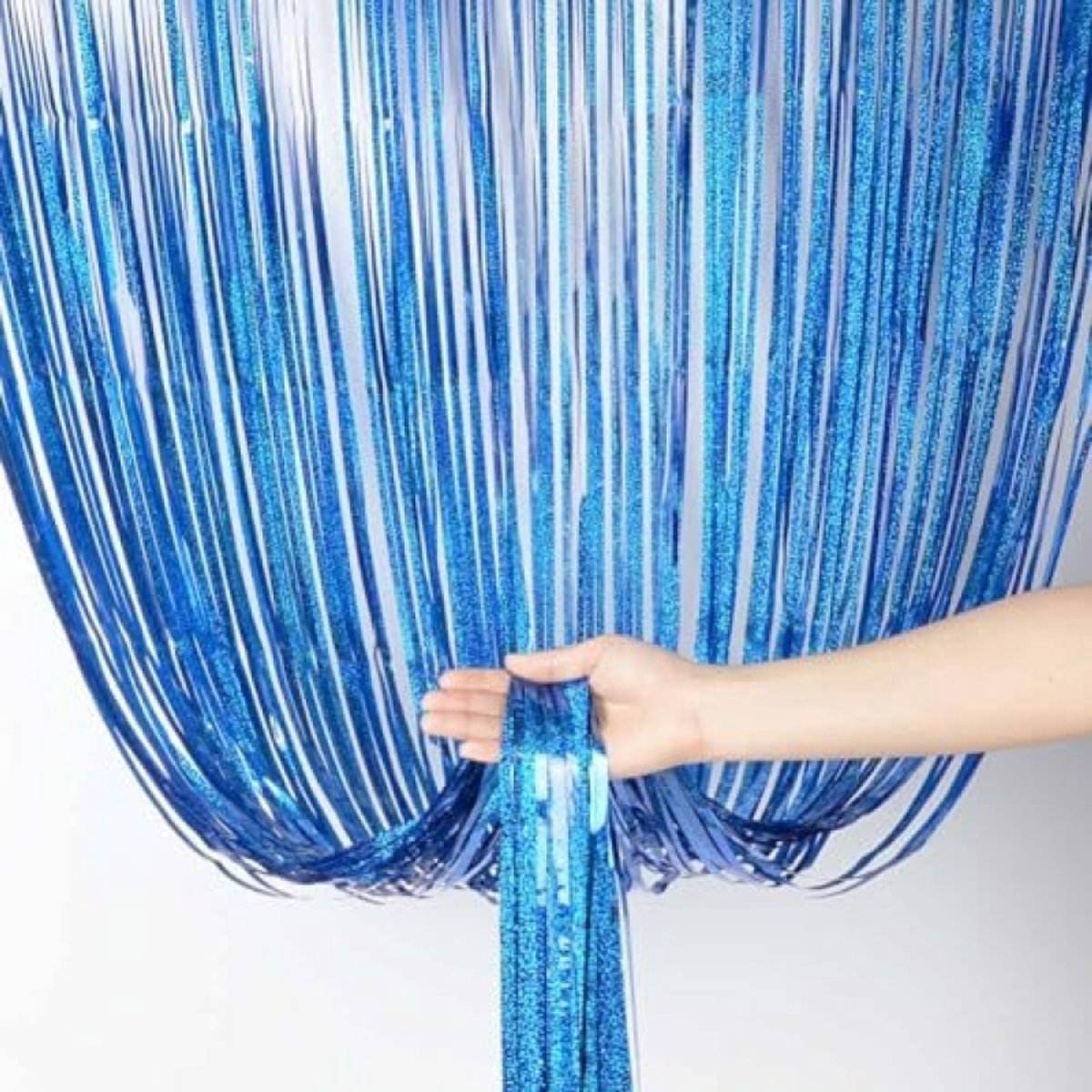 Set van 3 glinsterende franjegordijnen voor feestdecoratie