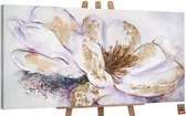 Canvas schilderij groot handgeschilderd gouden pioen bloem luxe – YS-Art Gallery – Luxe wanddecoratie voor woonkamer – Modern schilderij voor slaapkamer en hal