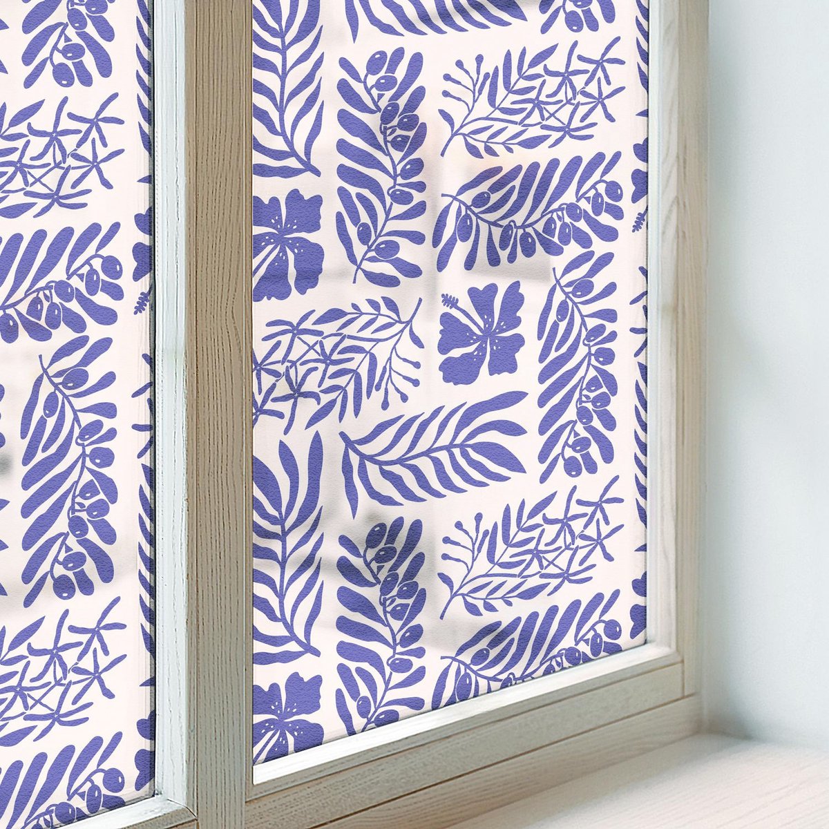 Coloray Privacy Folie Raam - Plantenpatronen Anti inkijk Folie - 50x100 cm - Wit Privacy Folie Raam - Raamfolie Tegen inkijk Glas in Lood - Voor de slaapkamer, woonkamer en kantoor - Raamfolie Zonwering