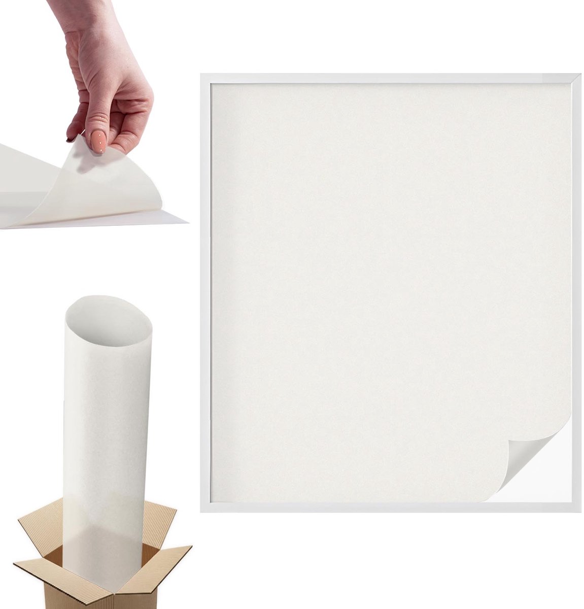 TULUP Raamfolie Anti inkijk - Delicaat grijsachtig wit Anti inkijk Raamfolie - 100x116 cm - Wit Raamfolie Tegen inkijk - Zelfklevende Anti inkijk Folie Glas in Lood - Voor de badkamer, slaapkamer, hal - Zonwerende Raamfolie Glas in Lood Wit - Delicaat grijsachtig wit