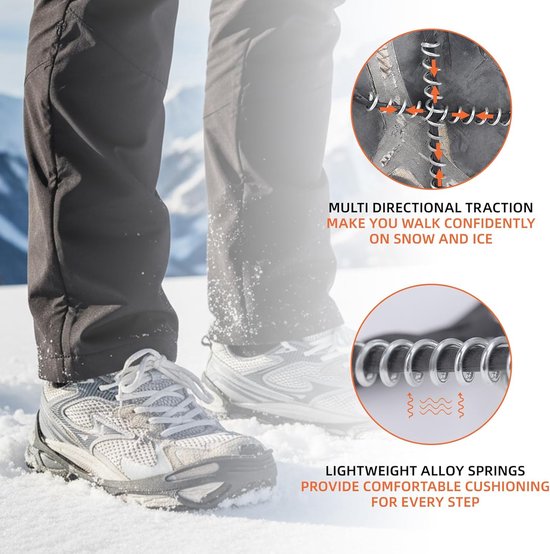 1 Paar Sneeuwkettingen Voor Schoenen – Versterkte RVS Spikes, Antislip, Geschikt Voor Wandelen, Winter En Outdoor – Meerdere Maten