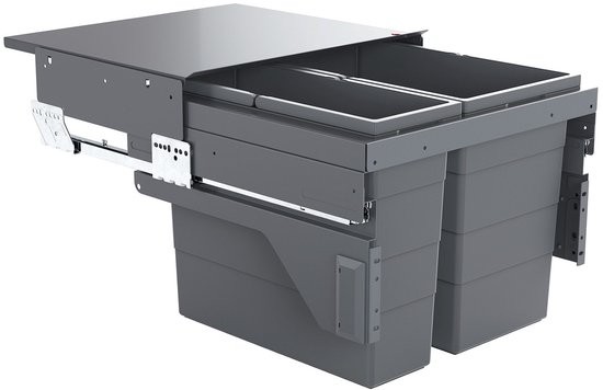 Hailo AS Cargo - voor keukenkast vanaf 50 cm - 17L/13L/13L/Deksel - Uittrekbaar