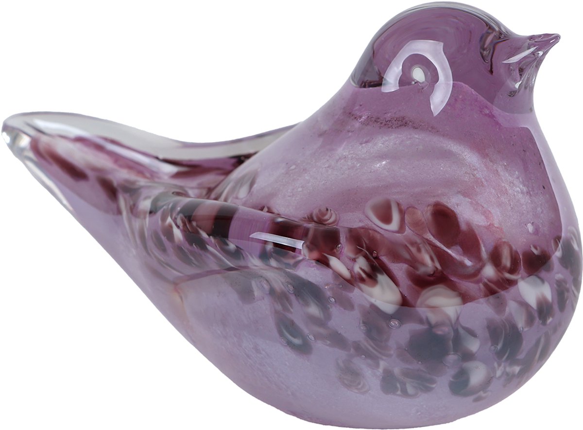 Van Manen glazen sculptuur vogel paars decoratie 13x7,5x8cm.