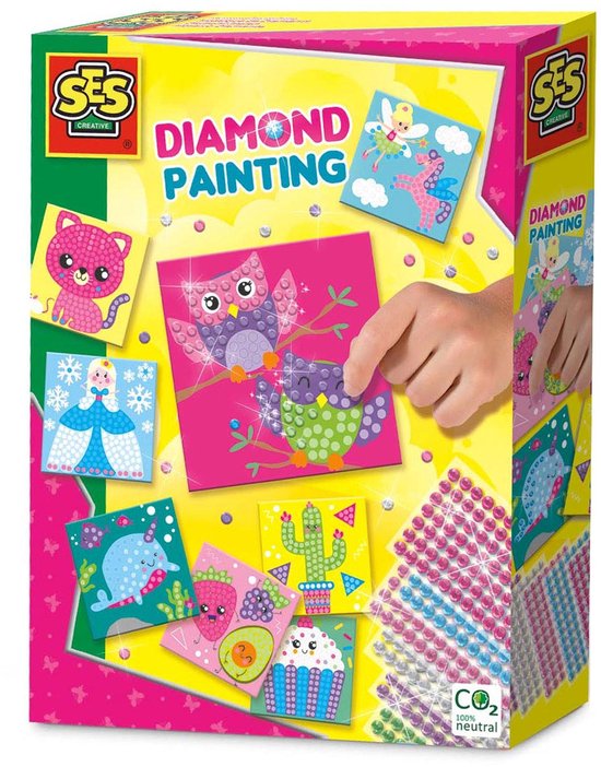 SES Creative - Hobby Pink - Diamond Painting - Knutselen Meisjes - 1080 Diamant Stickers met 8 Kleurkaarten - Vanaf 3 jaar