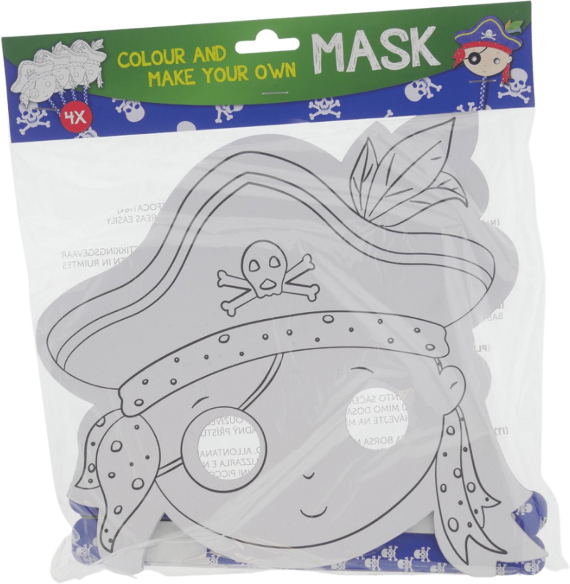 Wins Holland piraten maskers karton knutselset 4 stuks kinderen.