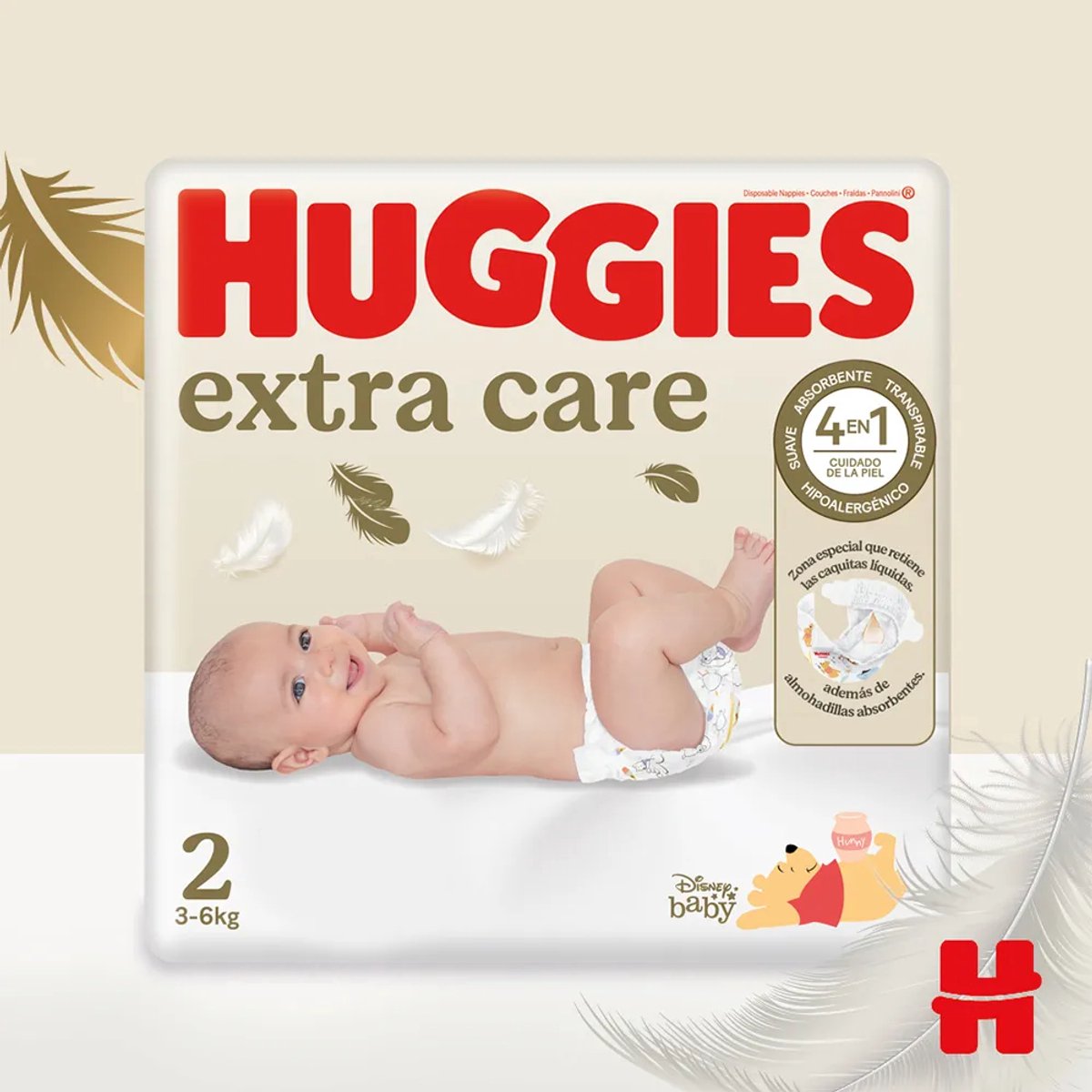 Huggies® Extra Care baby luiers, Maat 2 (3 tot 6 kg), 160 luiers met vochtindicator en Disney designs, Maxi Pack — afbeelding 6