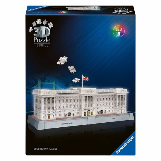 Ravensburger - Iconics: Buckingham Palace met licht - 3D Puzzel - 216 Stukjes - Bouwset voor kinderen vanaf 8 jaar