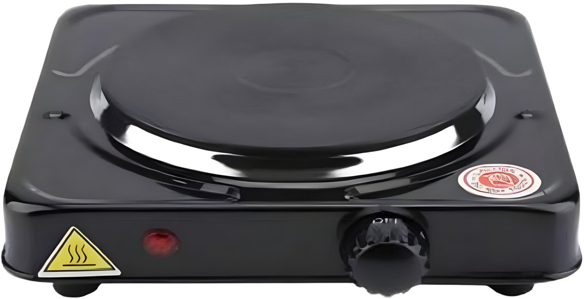 Benson Kookplaat Enkel - 22 x 22 x 7 cm - 1000 Watt - Zwart