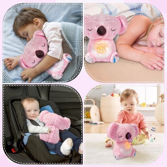 Breathing Koala Knuffel - Ademende Knuffel - Ademhaling Knuffel Koala - Kalmerend Koala Knuffel - Zacht speelgoed dat ademt met geluid reliëfpluche voor volwassenen en baby - Roze — afbeelding 3
