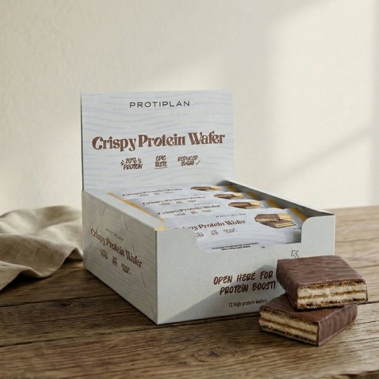 Protiplan - Crispy Protein Wafer Vanilla - Eiwitrijke Chocolade Wafels 12×35 g - High Protein Snack - Low-Carb - Sportvoeding & Tussendoortje — afbeelding 3