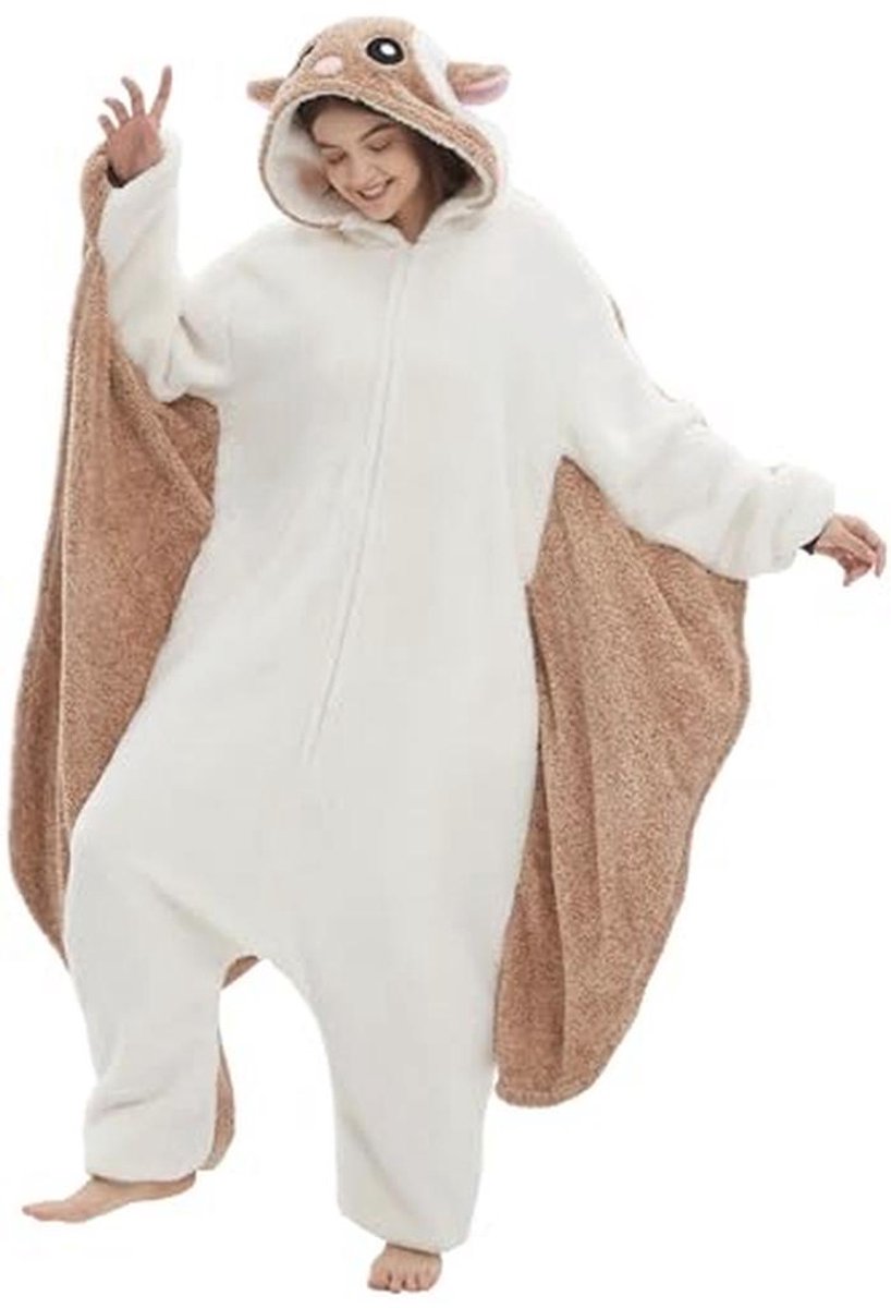 Vliegende Eekhoorn Onesie voor Volwassenen - Hip Halloween Kostuum en Comfortabele Nachtkleding