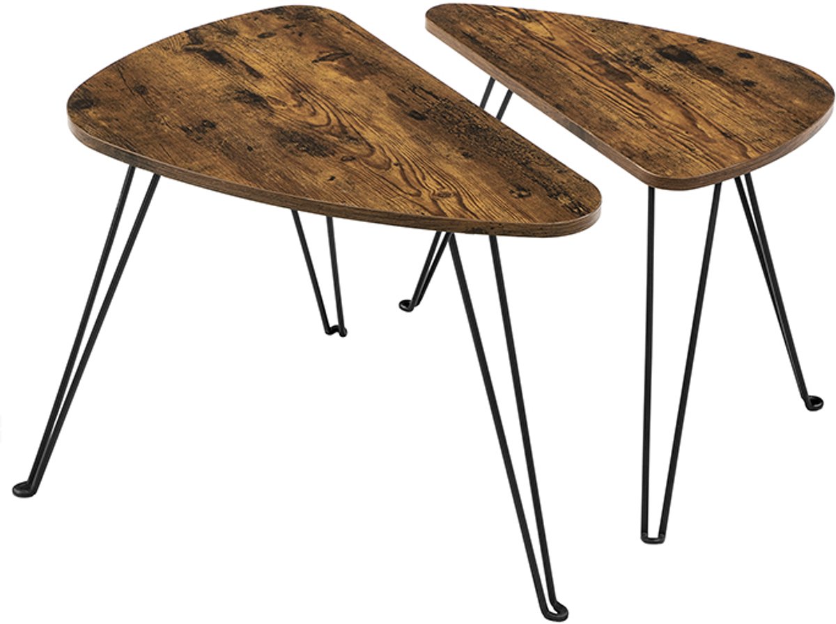 Salontafels – Set van 2 – Bijzettafels – Hout/Metaal