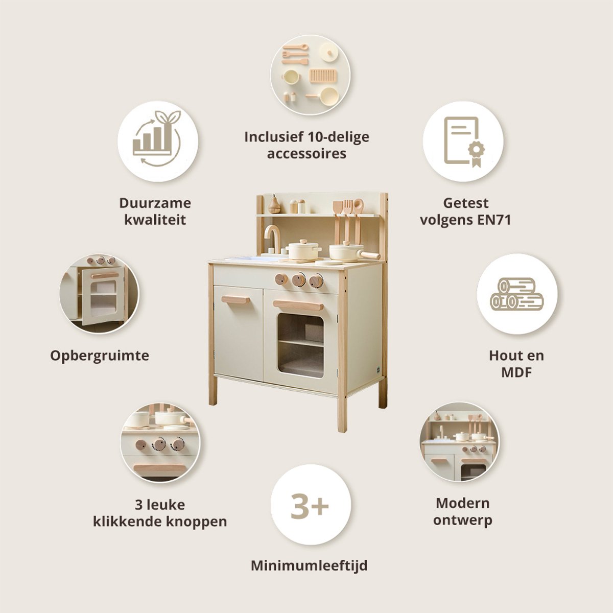 Petite Amélie Speelkeuken Chantilly - Kinderkeuken incl. 10 Keukenaccessoires - H 76 cm — afbeelding 10