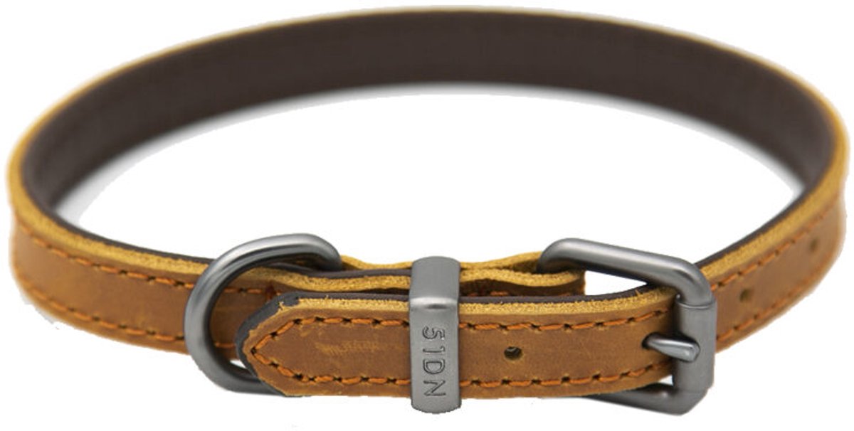 Kukura Luxe Lederen Hondenhalsband – 20mm x 50cm Cognac Bruin – Halsband voor Hond & Kat