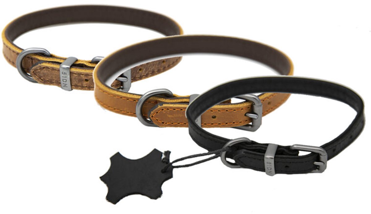 Kukura Luxe Lederen Hondenhalsband – 20mm x 50cm Donker Bruin – Halsband voor Hond & Kat