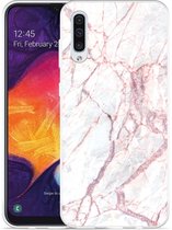Galaxy A50 Hoesje White Pink Marble - Designed by Cazy
