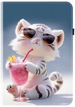 Hoesje geschikt voor Samsung Galaxy tab A9 Plus / Tab A11 Plus- tablet hoesje book case cover - cartoon tijgertje - 11 inch - Samsung A9+ / A11+ - silicone inleg hoes map