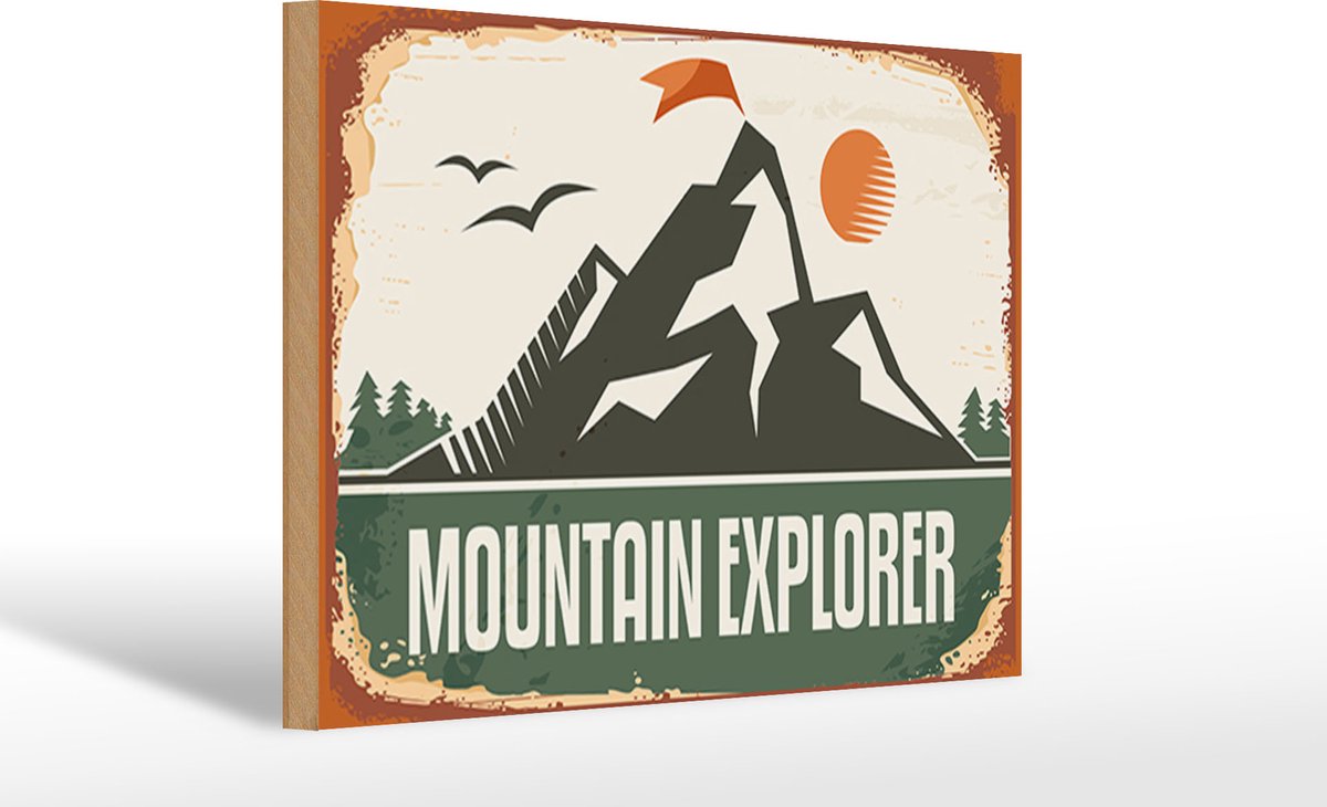Holzschild Retro 30x20cm Mountain Explorer