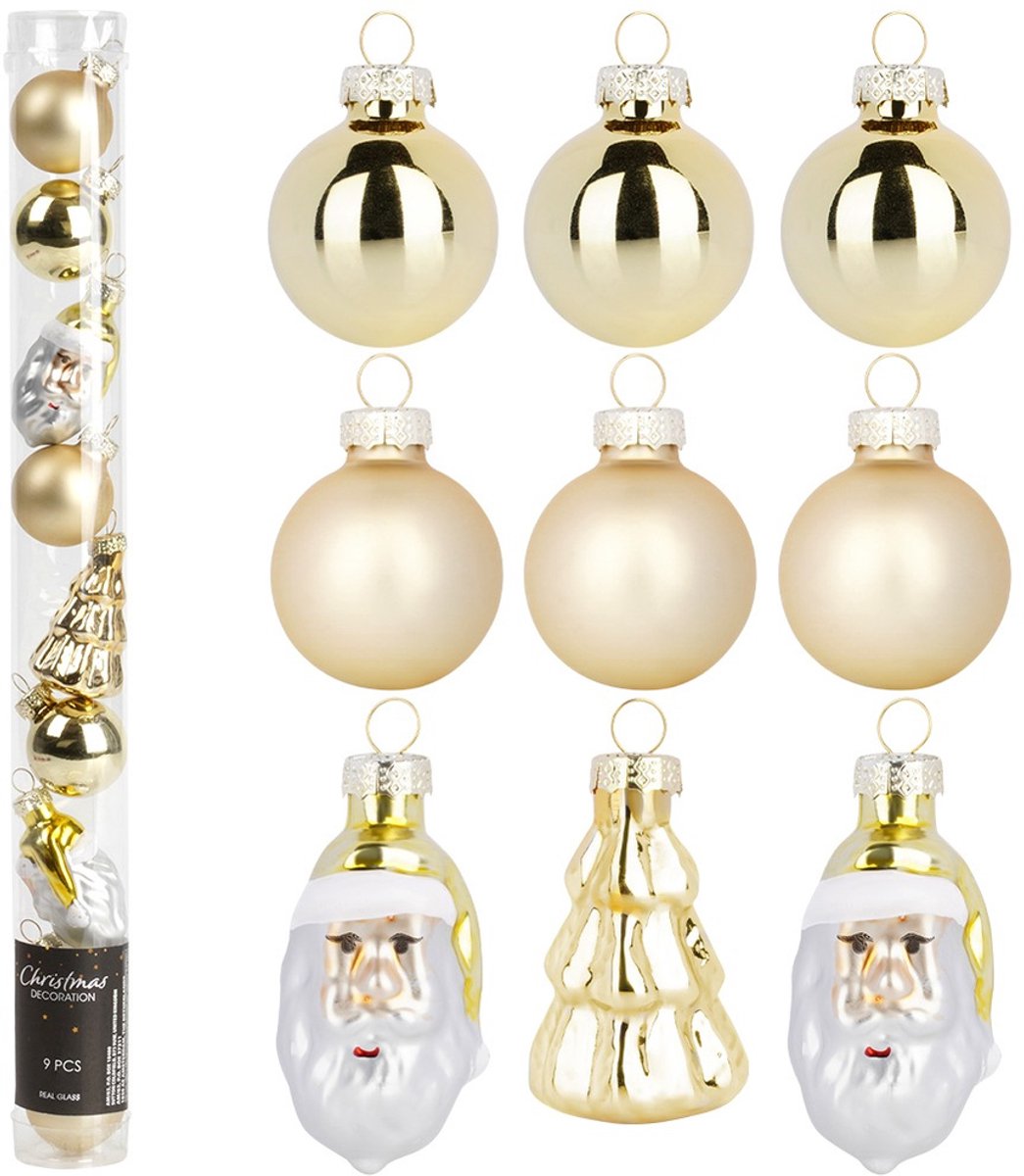 Kerstballen Set Onbreekbaar Gouden 3 / 5 cm 9 stuks - Kerstdecoratie
