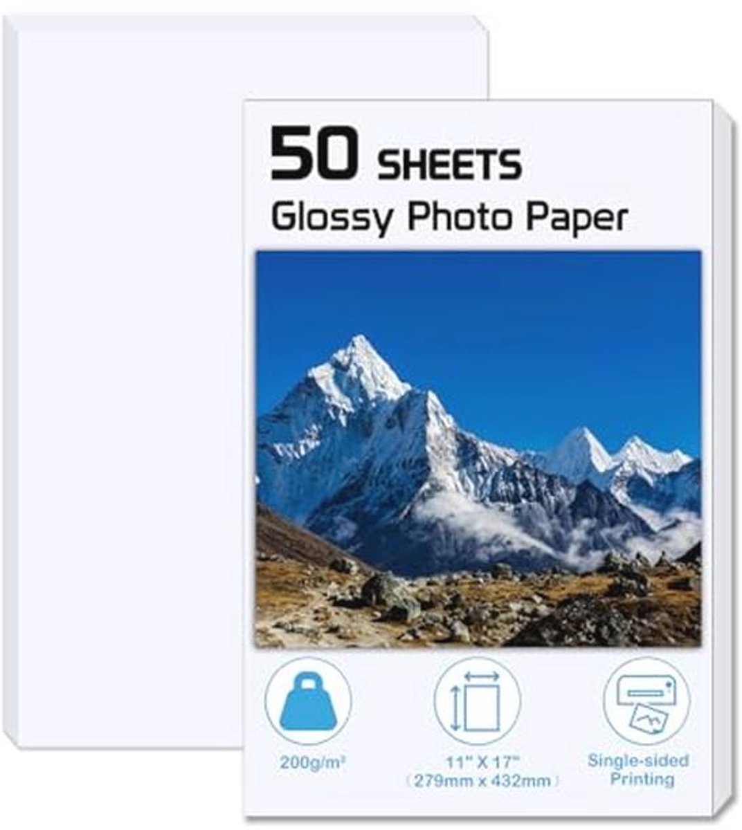 Glanzend Fotopapier 11 x 17 cm - 50 Vellen - Multifunctioneel voor Inkjetprinters - 200 g/m²