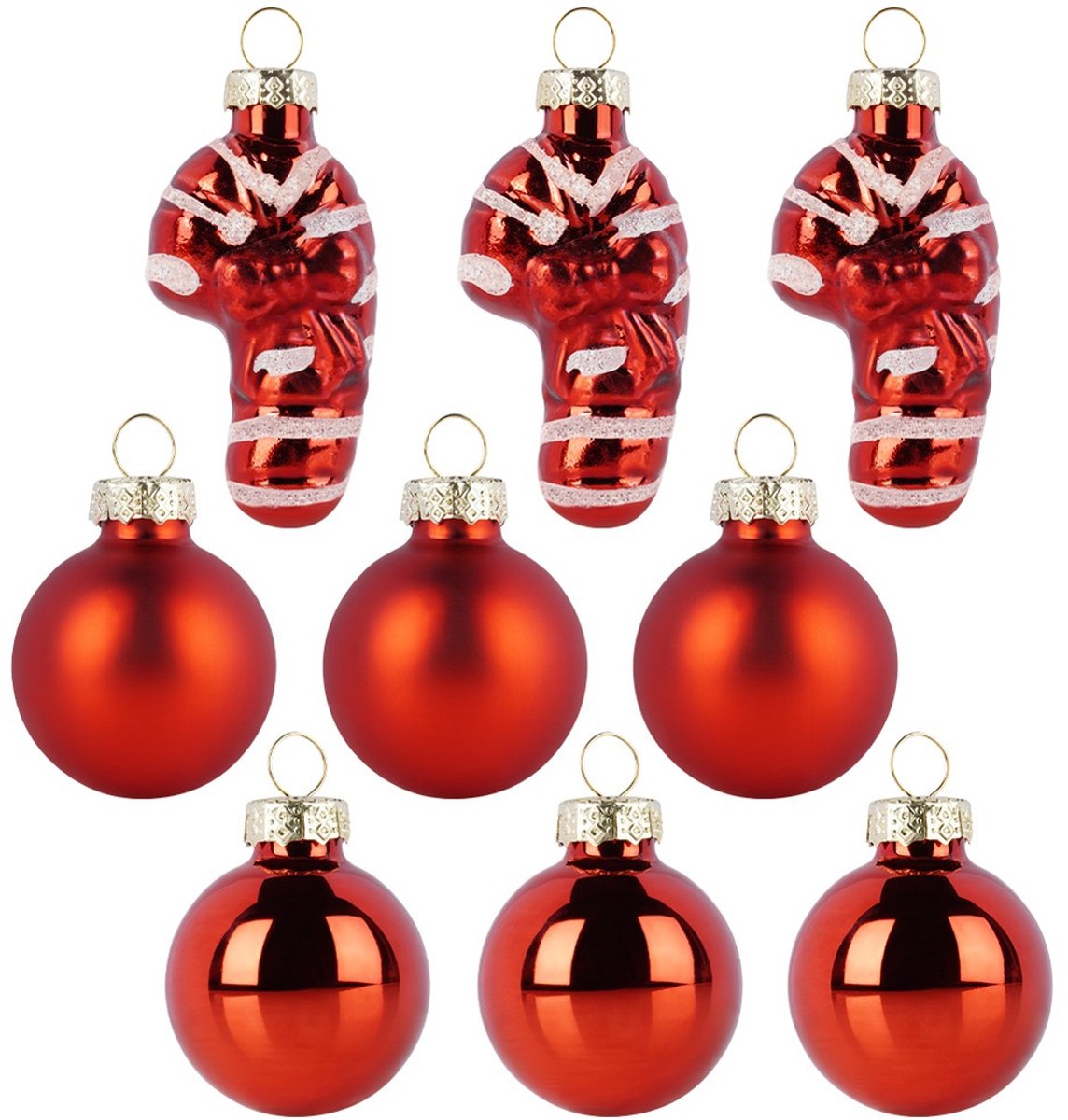 Kerstballen Set Glas Rood 3 cm 9 stuks - Kerstdecoratie