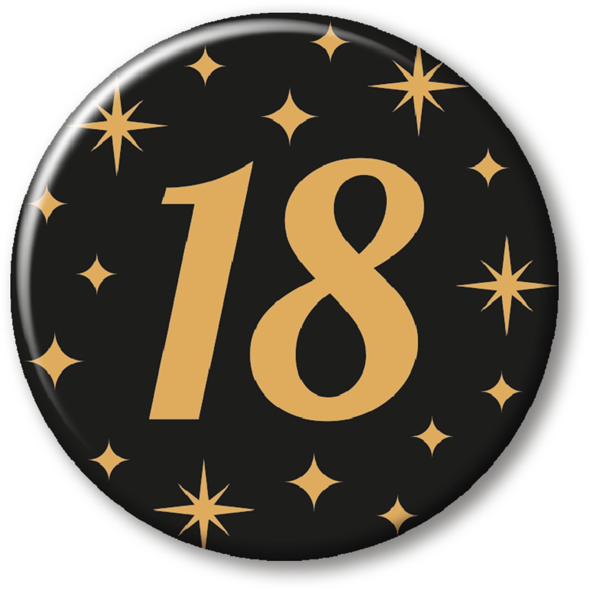Q2P - 18 Jaar Rozet - Verjaardag Versiering - Zwart & Goud - Feest - Buttons - Rosette