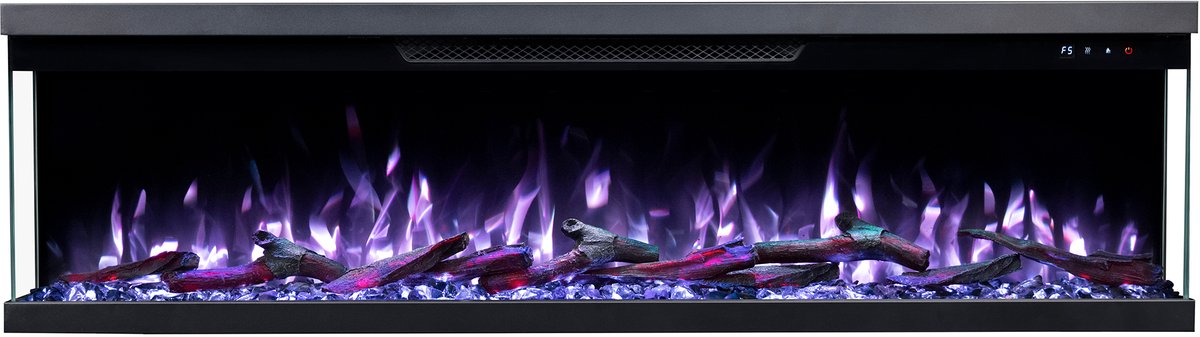 Lumea Fires Trivaro 60" inch – Elektrische inbouw sfeerhaard – Haard met Verwarming – Sfeerhaard Elektrisch geschikt voor Cinewall – 3 Zijdige Sfeerhaarden – Elektrische Kachel Sfeerhaard – Bedienbaar via Bluetooth app of afstandsbediening – 152cm