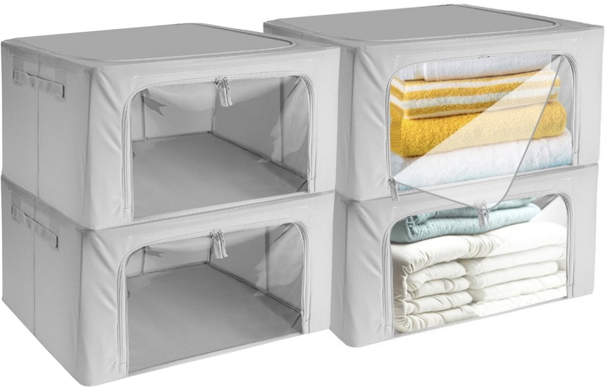 Ruhhy Dekbed opberghoes - 4x stuks - 24L - 40 x 30 x 20 cm - ritssluiting - organizer - opberghoezen
