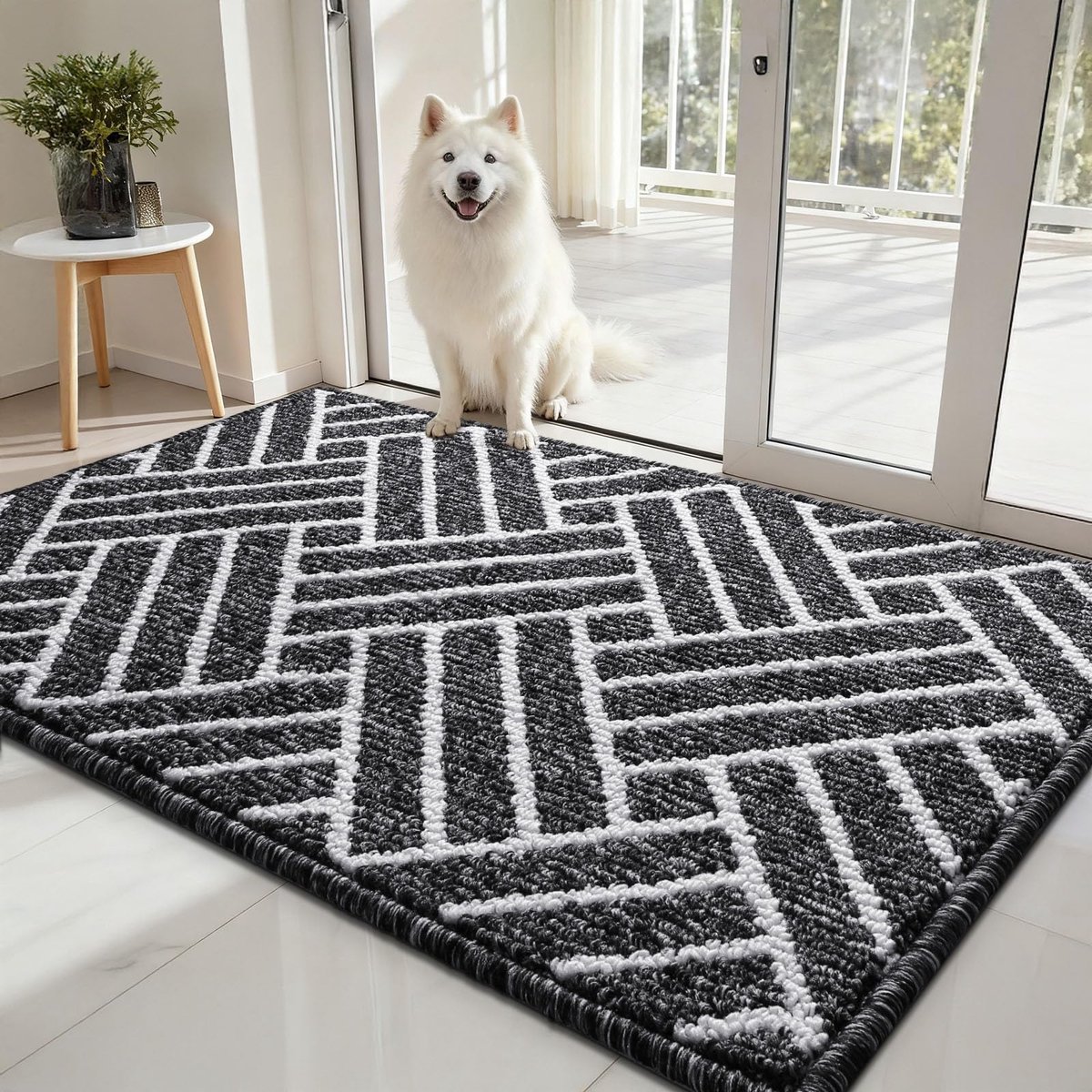 Unyqoos Wasbare antislip deurmat met hoog absorptievermogen voor binnengebruik zwart