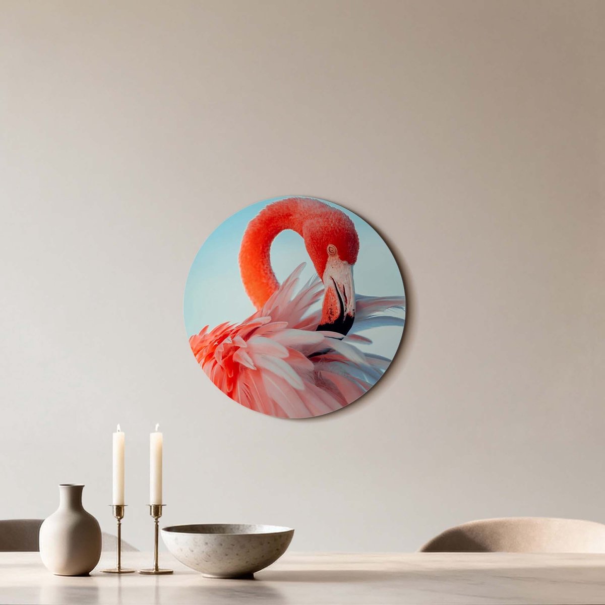 KitchenArt - Feathered Grace - Muurcirkel Binnen - ø 40 cm - Wandcirkel - Mét Ophangsysteem - Wanddecoratie - Muurdecoratie