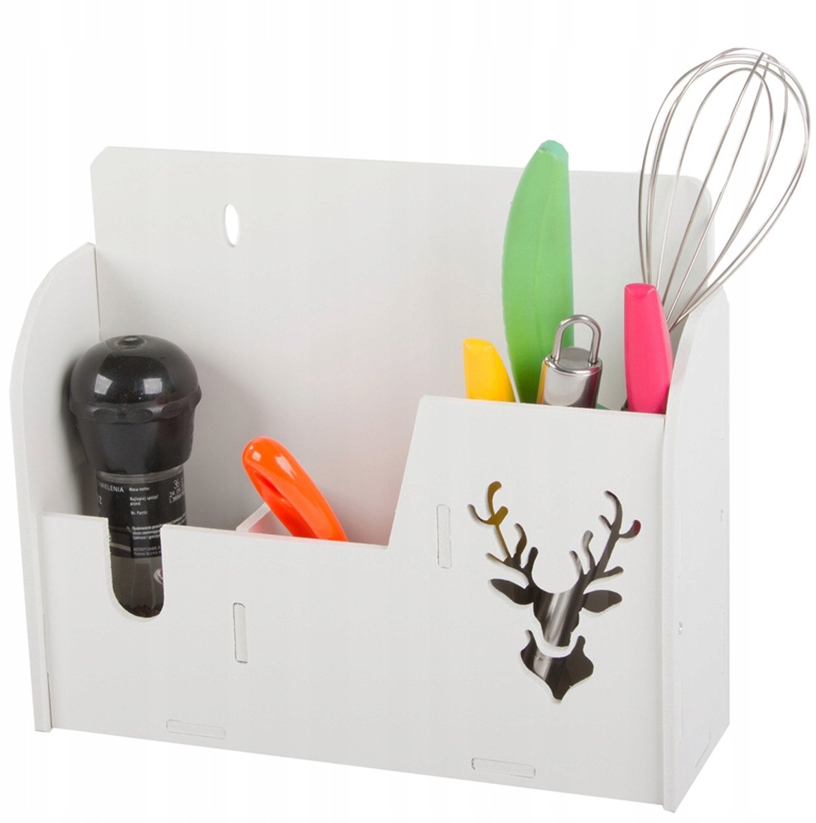 Hangende Keuken Organizer, Wandrek met 3 Vakken, Wit