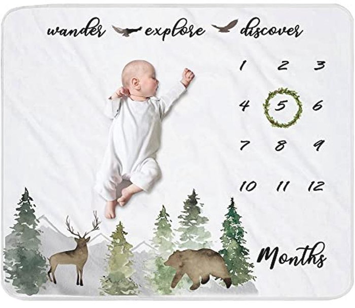 Zachte Maandelijkse Mijlpaaldeken voor Baby's - Geslachtsneutraal en Duurzaam - 114 x 101 cm