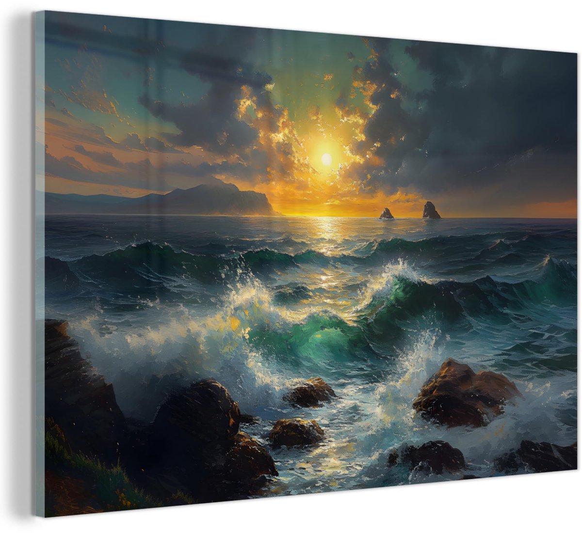 Unyqoos Wanddecoratie van met zee- en zonmotief voor interieur Zee - zon