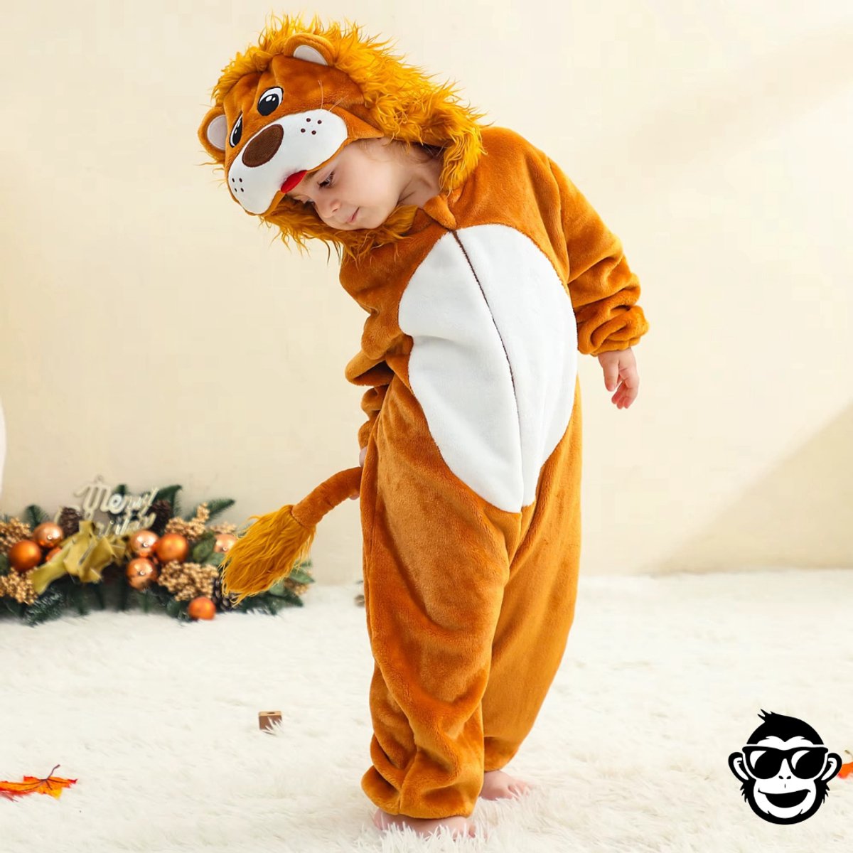 BoefieBoef Wilde Leeuw Dieren Kleuter Onesie Peuter Pyjama Kinderen 2 tot 4 jaar – Verkleedkleding met Luierrits – Carnaval Dierenpak - Kerst en Kraamcadeau - Zacht Flanel - Baby Romper - Boxpak - Jongens - Meisjes - Kruippak - Winterpak — afbeelding 7