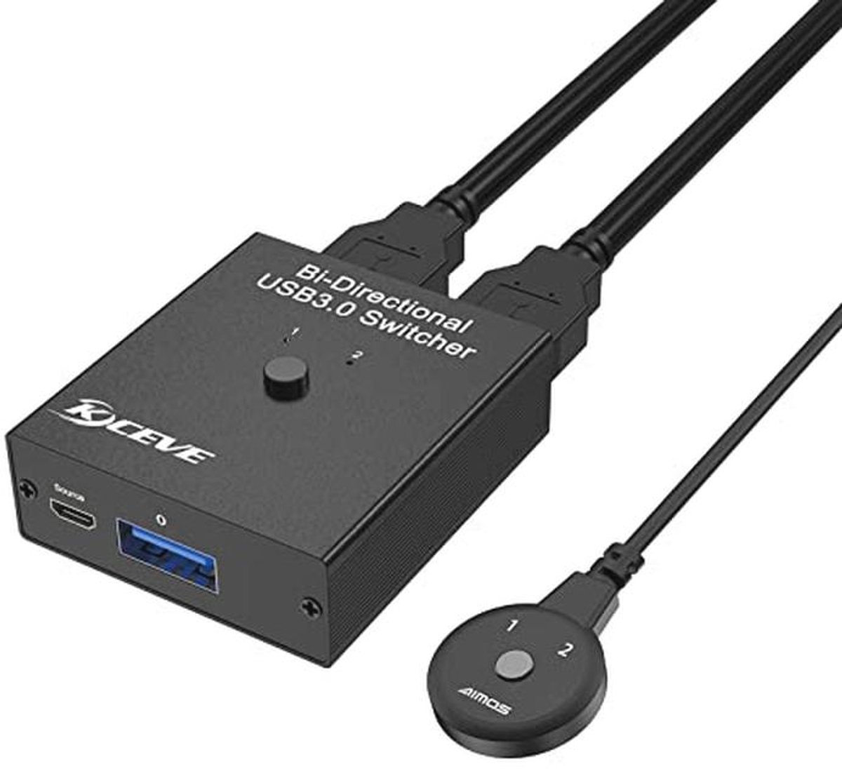 USB 3.0 Schakelaar | 2 in 1 Uit / 1 in 2 Uit Bidirectioneel | Deel USB-apparaten tussen 2 Computers