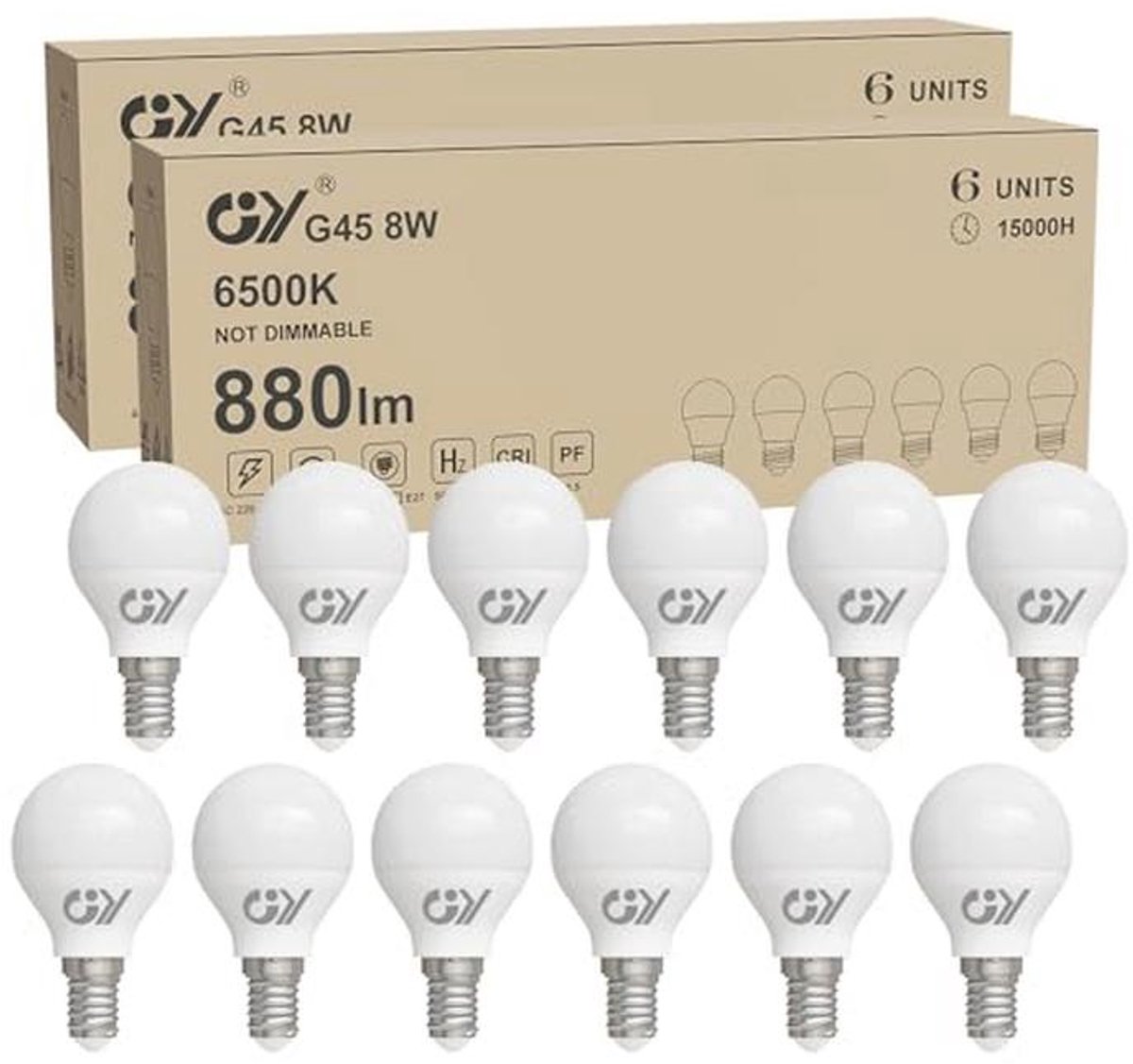 E14 Ledlamp 8W – 880 Lumen Koudwit G45 – Energie-efficiëntie – Niet Dimbaar - 12 Stuks