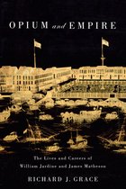 Couverture de livre avec le titre "OPIUM and EMPIRE" et une image d'une ville historique au bord de l'eau avec des bateaux.